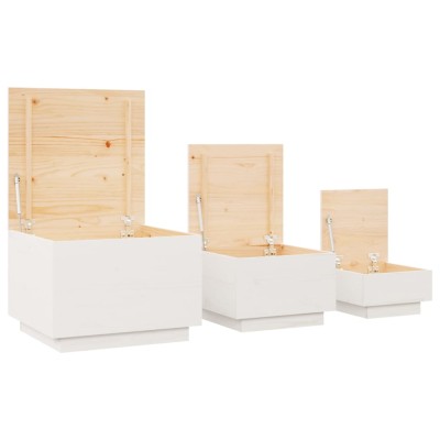 vidaXL Cajas de almacenaje con tapa 3 pzas madera maciza pino miel –  Pensando en Casa