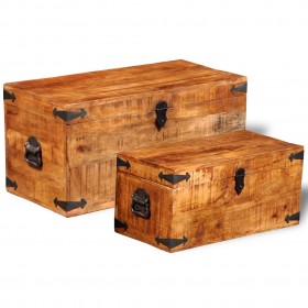 Set de cofres de almacenamiento 2 unidades madera mango rugosa