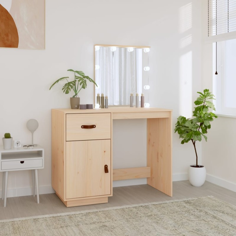 Tocador de madera maciza para dormitorio, mueble simple y pequeño, espejo  de maquillaje, armario de almacenamiento, mesa de tocador con cajón,  armario