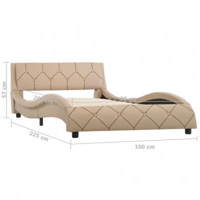 Estructura de cama cuero sintético color crema 90x190 cm - referencia  Mqm-347223