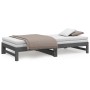 Sofá cama extraíble madera maciza de pino gris 2x(90x200) cm
