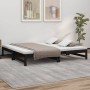 Sofá cama extraíble madera maciza de pino negro 2x(75x190) cm