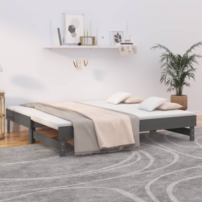 Sofá cama extraíble madera maciza de pino gris 2x(90x190) cm - referencia  VidaXL-823391