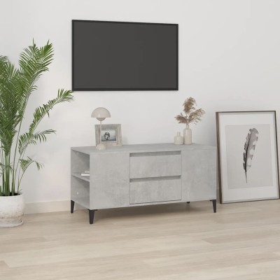 Mueble de TV madera contrachapada gris hormigón 102x44,5x50 cm