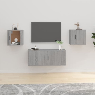 Muebles para TV de pared 2 uds gris Sonoma 40x34,5x40 cm