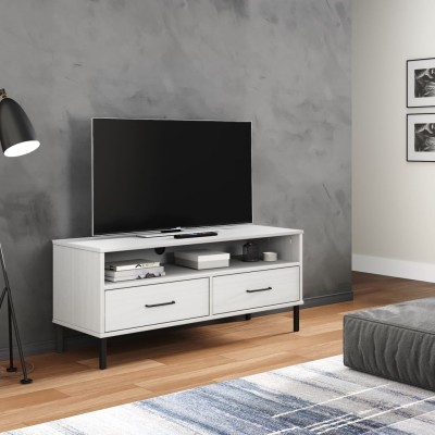 Mueble de TV con patas de metal OSLO madera maciza pino blanco