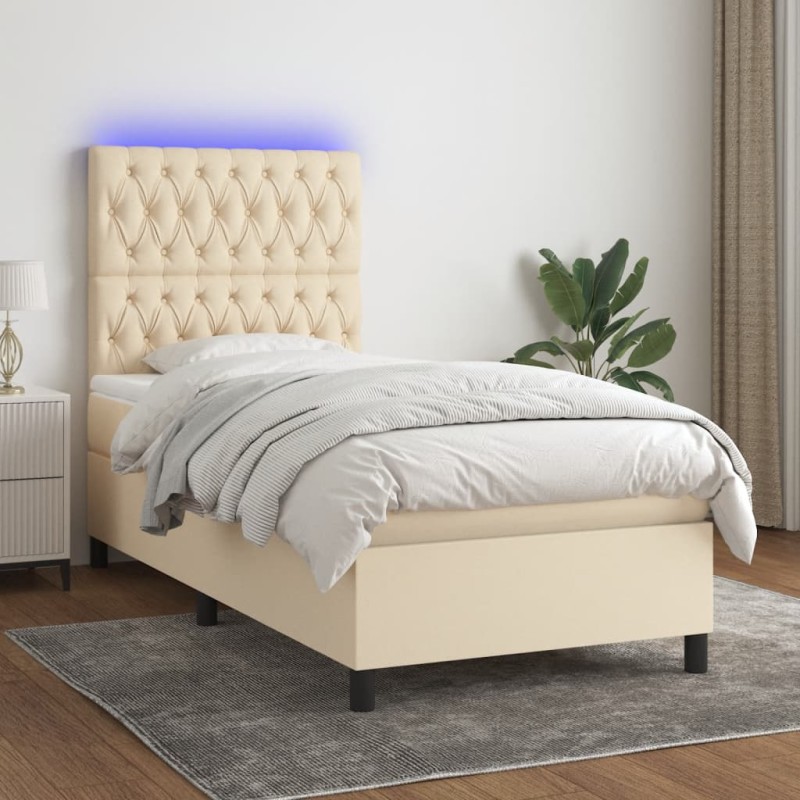 Estructura de cama de tela color crema 90x200 cm - referencia Mqm