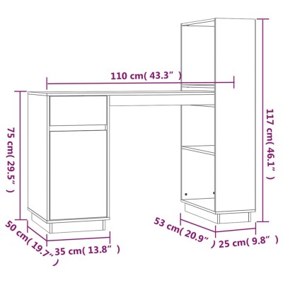 Escritorio de madera gris claro y estructura de pino natural, 140 x 57 x 75  cm — Qechic