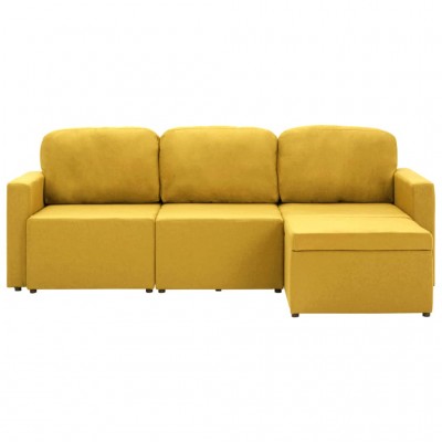 Sofá cama 3 plazas con reposacabezas regulables amarillo con colchón de 13  cm GOYA