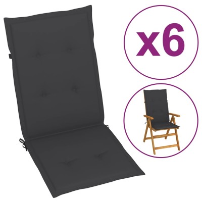 Cojines para sillas de jardín 6 uds gris antracita 120x50x3 cm