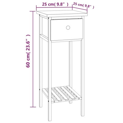 Mesa auxiliar con cajón madera maciza nogal 25x25x60 cm - referencia  Mqm-350343