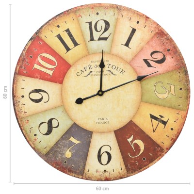 VXL Reloj De Pared Vintage Con Flores 60 Cm — Bañoidea