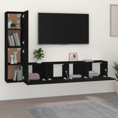 Set de muebles para TV 4 piezas madera contrachapada blanco - referencia  Mqm-3114630