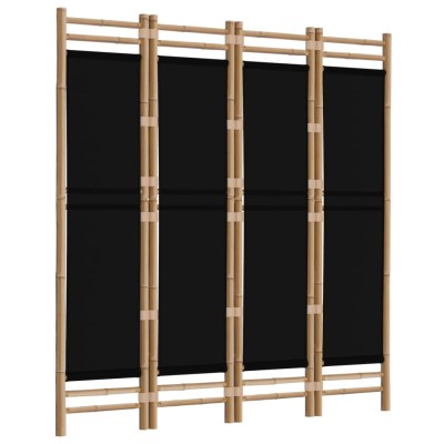 Biombo decorativo portátil de bambú trenzado, 4 paneles plegables, pantalla  divisoria, Bambú, Marrón