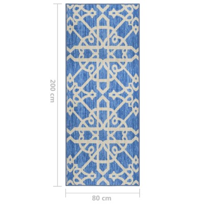 Alfombra de entrada de 2 x 4.3 pies, lavable a máquina, a rayas, color azul  y blanco, para exteriores, alfombra para puerta delantera, de algodón