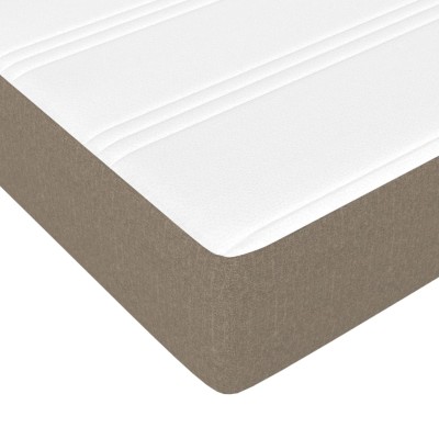 Cama box spring con colchón tela gris taupe 80x200 cm - referencia