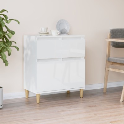 Armario de cocina,Aparador,Aparador Mueble de madera contrachapada blanco  brillante 60x35x70 cm -ME45366