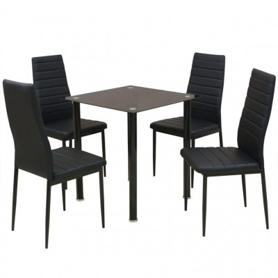 Conjunto de mesas y sillas de comedor de cinco piezas negro