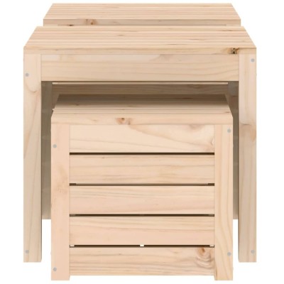 Cajas de almacenaje con tapa 3 pzas madera maciza pino blanca