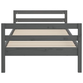 Mesquemobles  Estructura de cama cuero sintético gris y blanco 140x200 cm