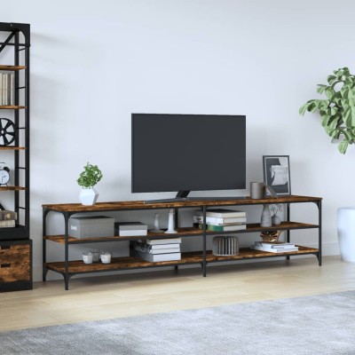 Mesa TV Salon,Mueble de TV madera contrachapada roble ahumado 150x30x44,5  cm -CD64377