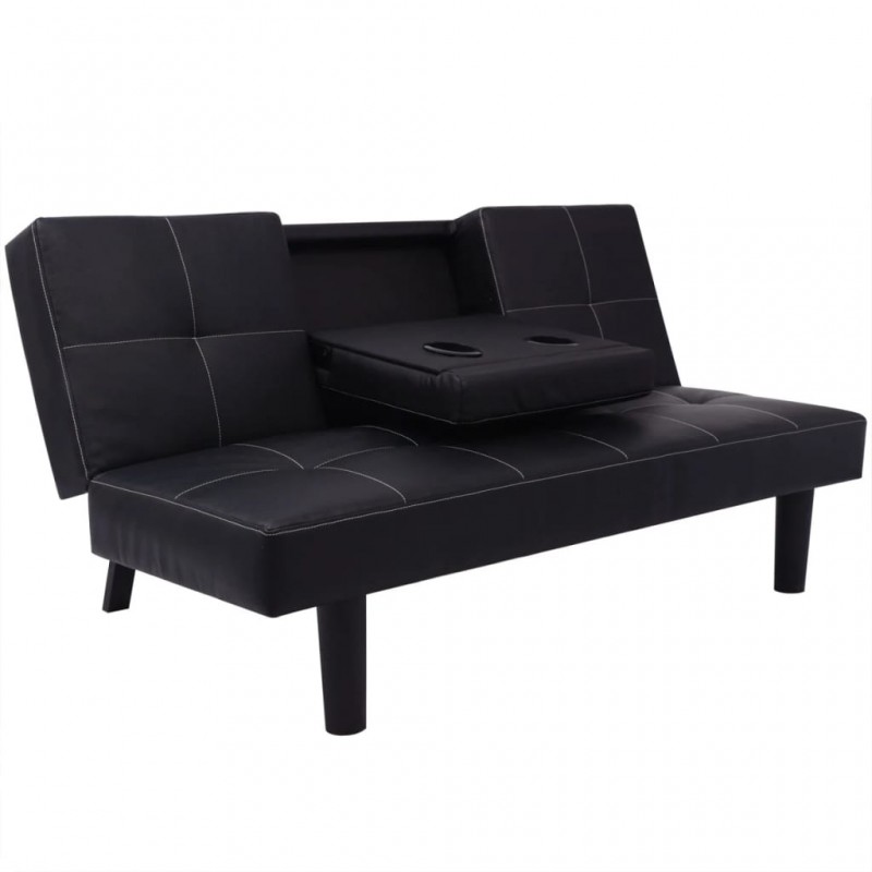 Cama canapé hidráulica cuero sintético negra 140x200 cm - referencia  Mqm-285513
