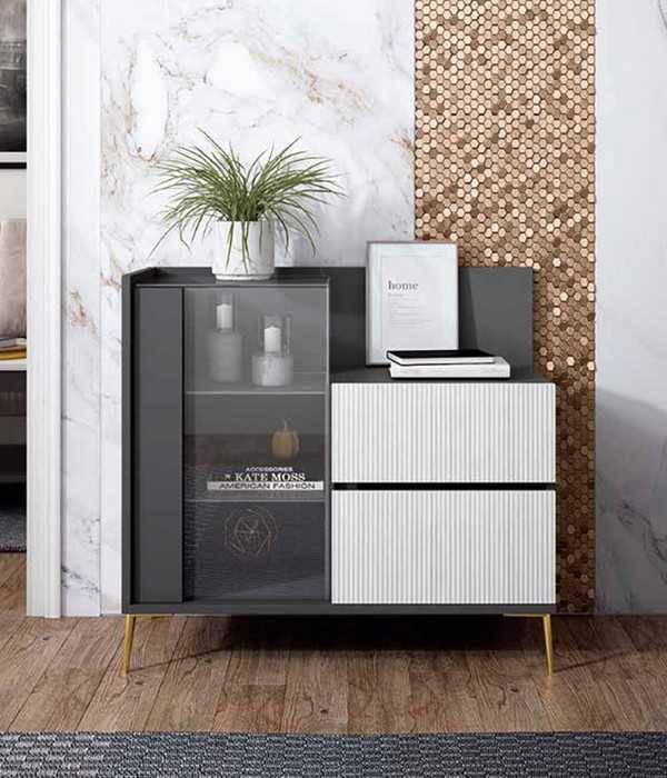 el mueble recibidor se distingue por sus elegantes patas altas, que no solo realzan su