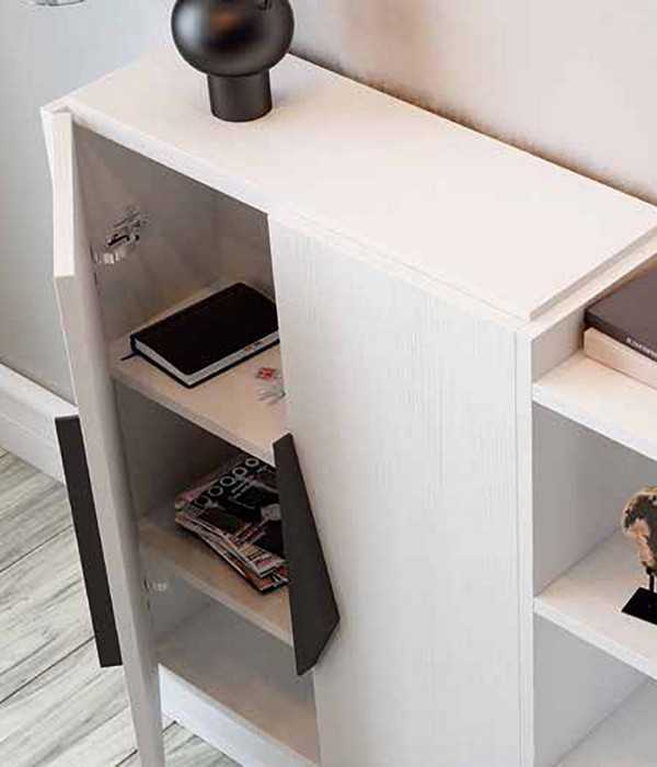 la consola recibidor se destaca por su diseño funcional y estético. equipada con puertas abatibles,