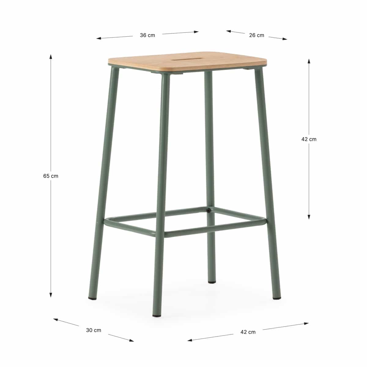  taburete abba roble-pata aguamarina 2p-caja. Modelo 19001, imagen 2