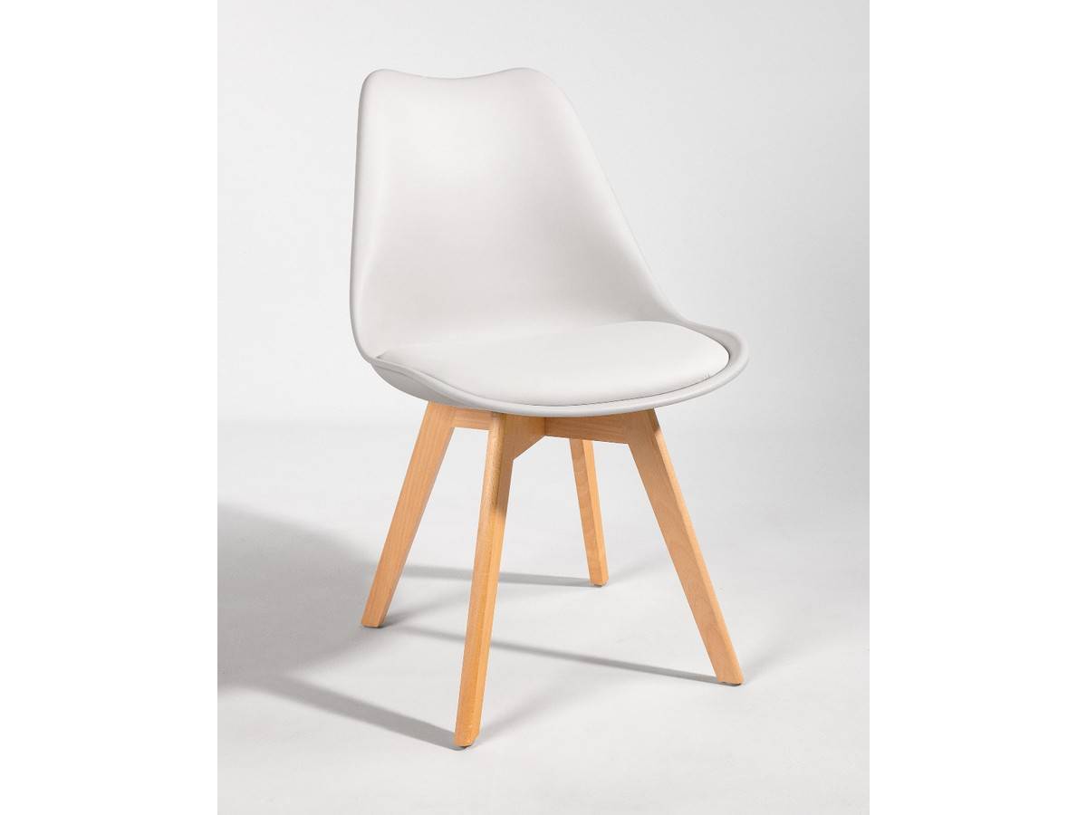  silla nórdica en blanco con asiento tapizado y patas de madera. Modelo BGL-BERLIN-BLANCO, imagen 3