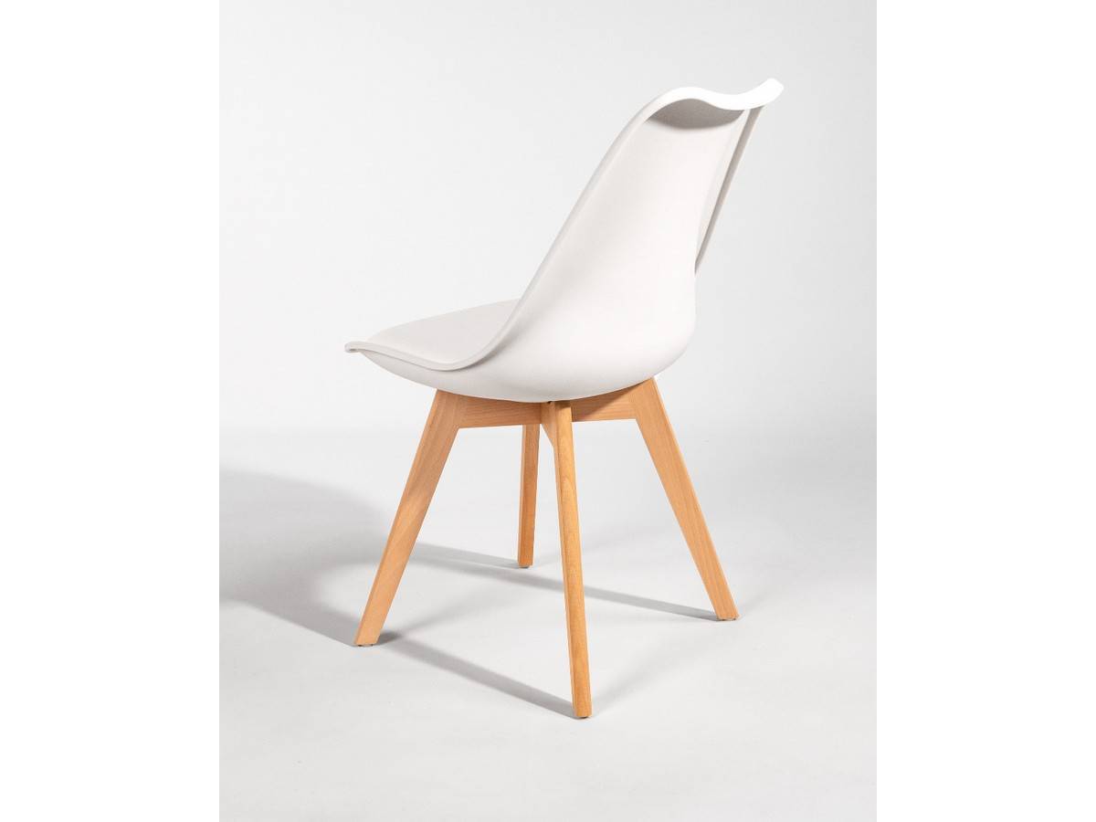  silla nórdica en blanco con asiento tapizado y patas de madera. Modelo BGL-BERLIN-BLANCO, imagen 5