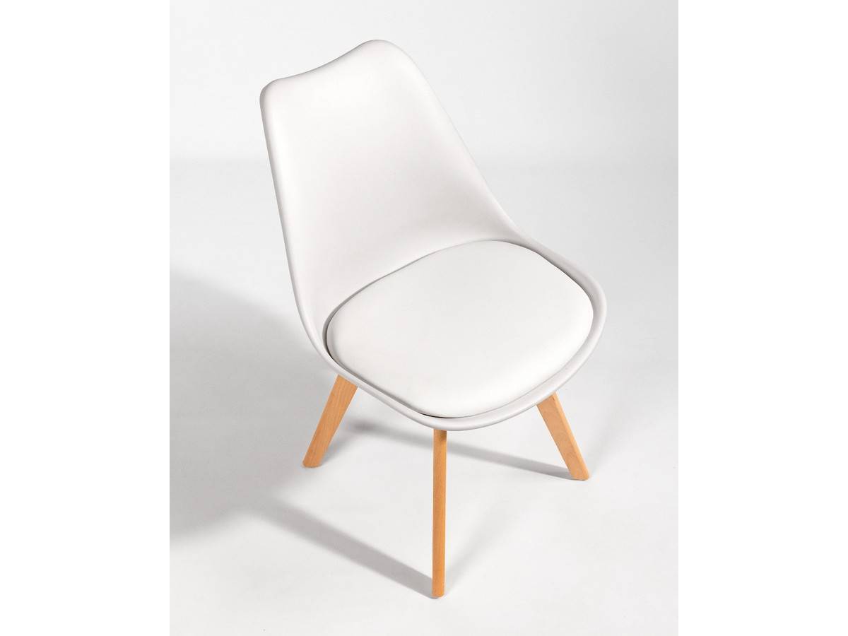  silla nórdica en blanco con asiento tapizado y patas de madera. Modelo BGL-BERLIN-BLANCO, imagen 8