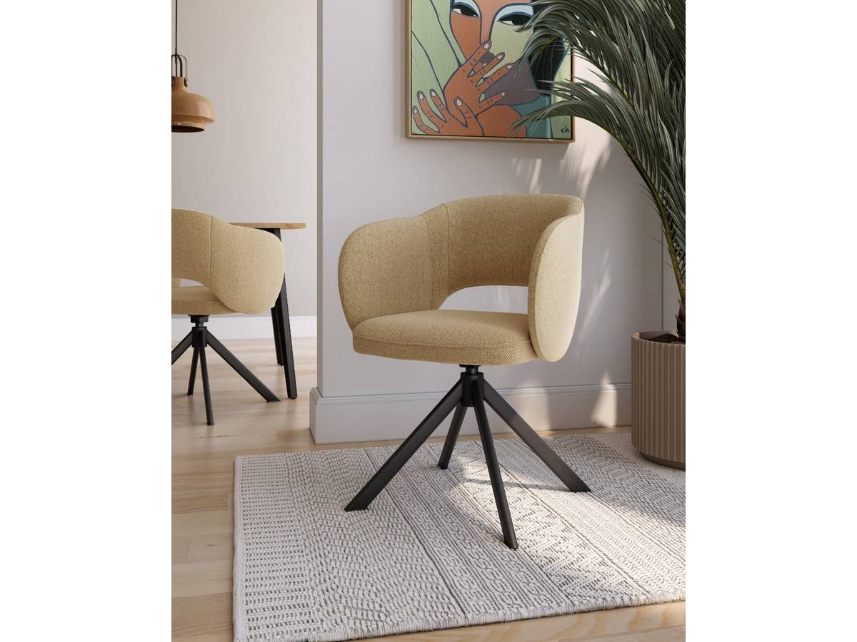  silla cork con tapizado mostaza y patas metálicas negras. Modelo BGL-CORK, imagen 11