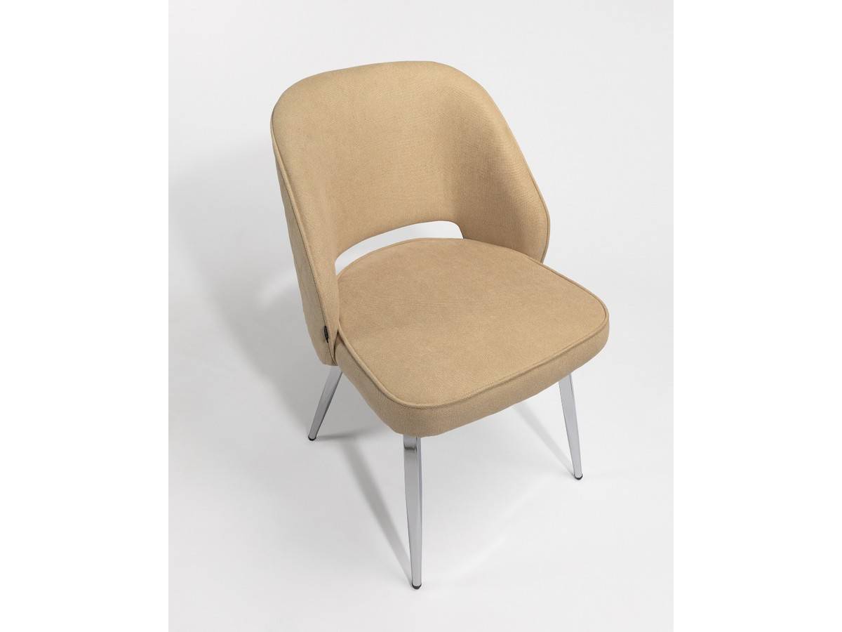  silla tapizada en color crema, con patas cromadas, estilo moderno. Modelo BGL-NAPOLES-CREMA, imagen 10