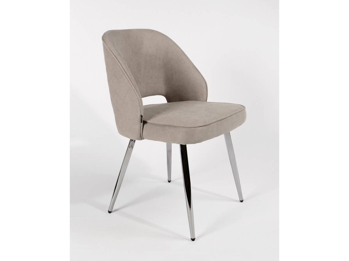  silla tapizada en color crema, con patas cromadas, estilo moderno. Modelo BGL-NAPOLES-CREMA, imagen 3