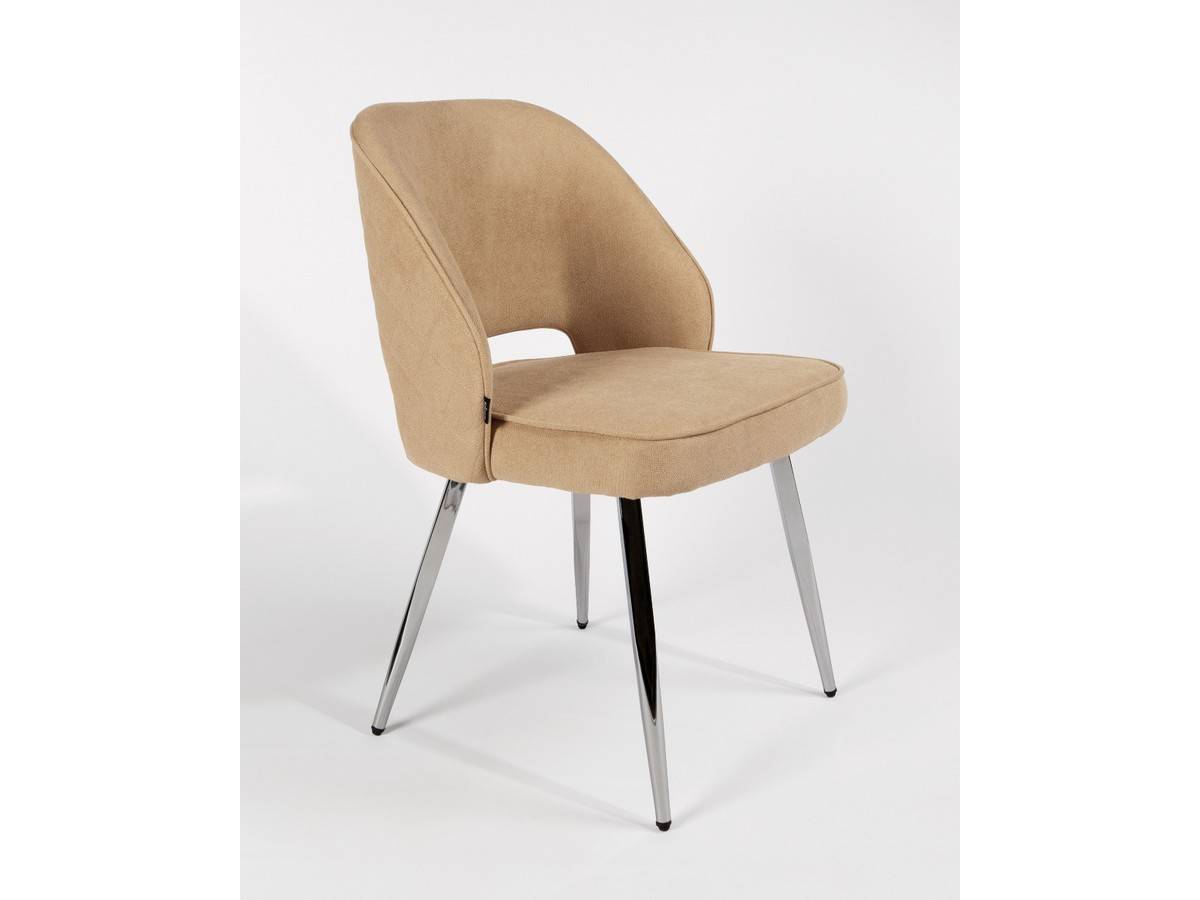  silla tapizada en color crema, con patas cromadas, estilo moderno. Modelo BGL-NAPOLES-CREMA, imagen 6