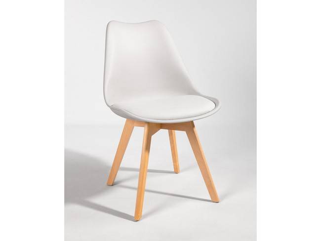 Silla nórdica blanco asiento tapizado patas madera BGL-BERLIN-BLANCO - Imagen 3