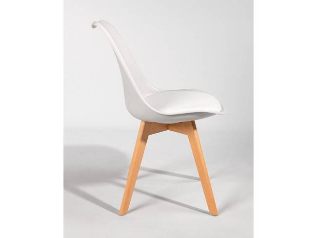 Silla nórdica blanco asiento tapizado patas madera BGL-BERLIN-BLANCO - Imagen 4