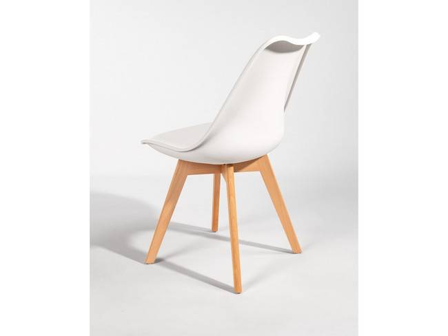 Silla nórdica blanco asiento tapizado patas madera BGL-BERLIN-BLANCO - Imagen 5