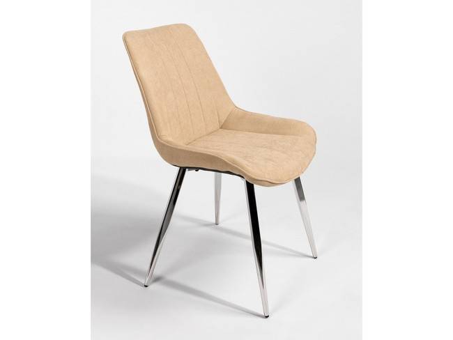 Silla tapizada crema, patas cromadas, moderna elegante BGL-ESTAMBUL-CREMA - Imagen 3
