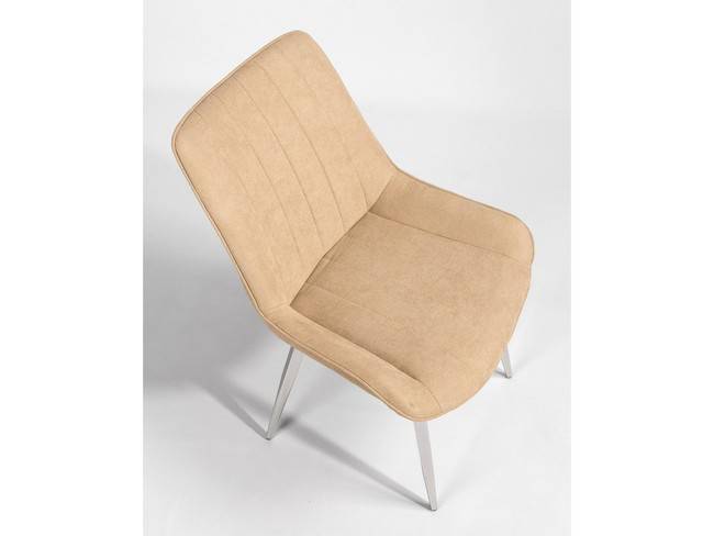 Silla tapizada crema, patas cromadas, moderna elegante BGL-ESTAMBUL-CREMA - Imagen 6