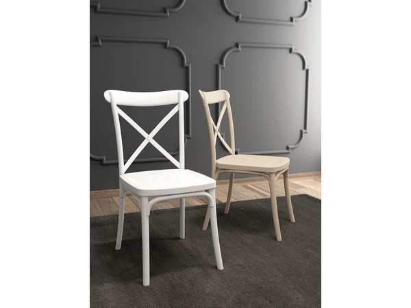  silla vintage apilable de polipropileno en color blanco . Modelo BGL-ROMA-BLANCO, imagen 3