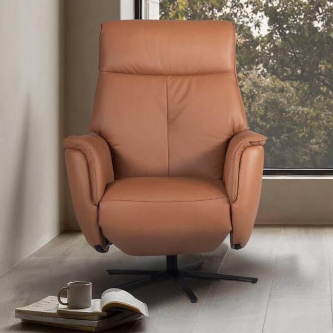  sillon modelo  gatlin piel  color  camel giratorio y relax motor electrico. Modelo 10145019000104, imagen 3