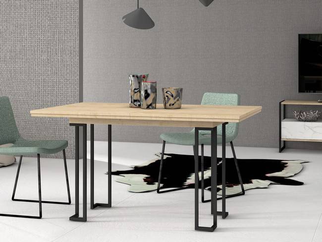 mesa comedor l 2extensible metal - madera 140-180-220 x 90 x 76 Modelo AUSTRAL-MESA-245