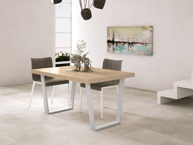 mesa comedor fija u tamborada madera - metal 140 x 90 x 76 Modelo AUSTRAL-MESA-290