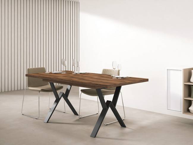 mesa comedor x 2 extensible madera - metal 140-180-220 x 90 x 76 Modelo AUSTRAL-MESA-293