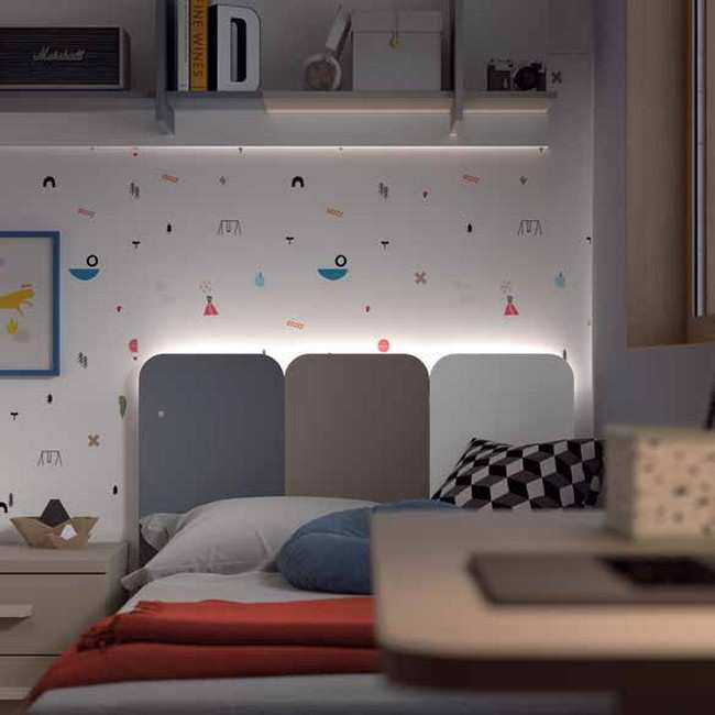 cabecero lap con leds. 90 con bañera , una opción práctica para habitaciones juveniles
