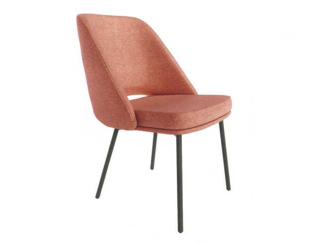 silla moderna de metal con acabado en color salmón, ideal para cualquier comedor contemporáneo Modelo BGL-BEIRUT-SALMON