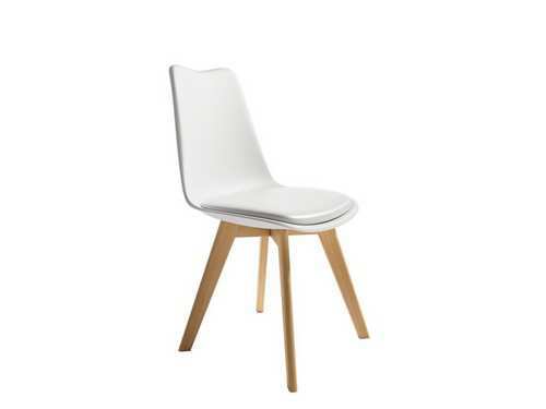 silla nórdica en blanco con asiento tapizado y patas de madera Modelo BGL-BERLIN-BLANCO