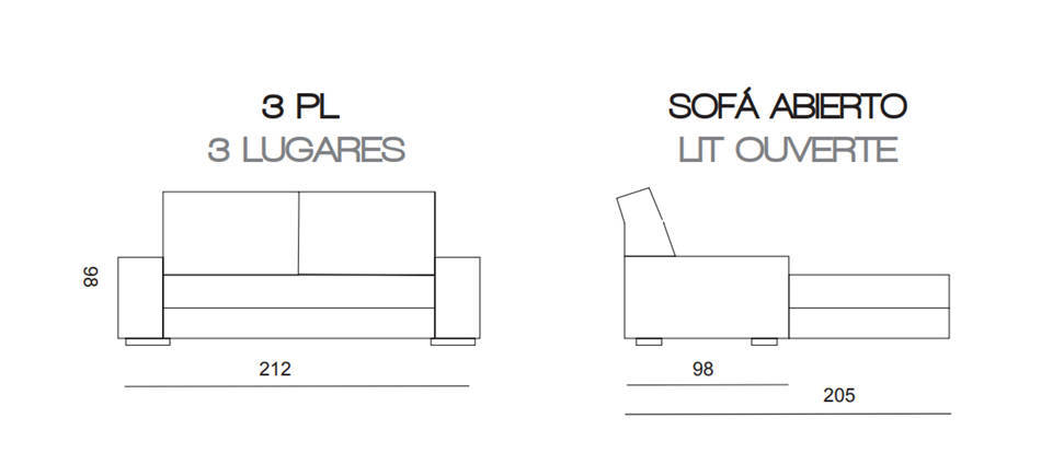 Sofa cama bugatti 212cm modelo apertura italiana BUGATTI-BBO - Imagen 9
